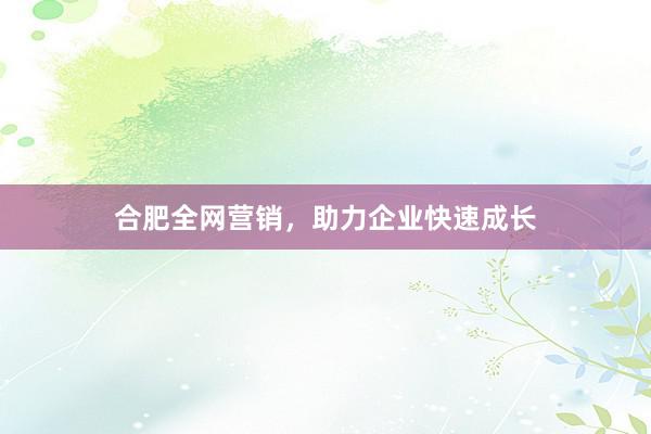 合肥全网营销，助力企业快速成长